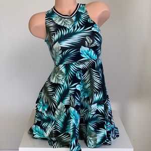Victoria’s Secret PINK Skater Dress Sleeveless Green Palm Leaf Leaves Fern XS